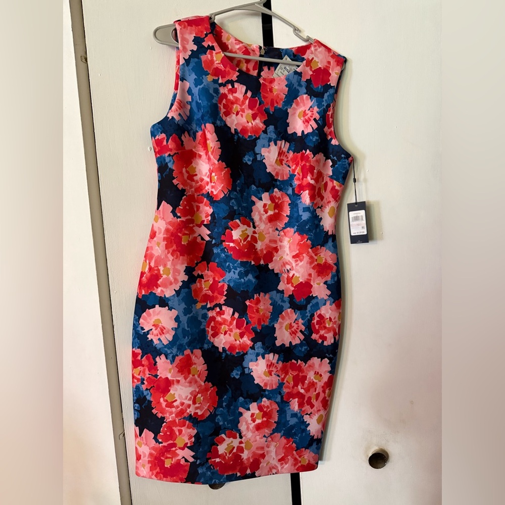 NWT Tommy Hilfiger Floral Midi Dress - Navy and Coral